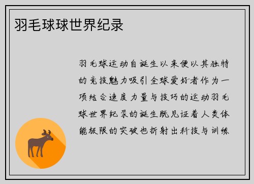 羽毛球球世界纪录